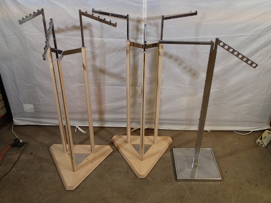 (3) garment racks - (2) 3-way wood base - (1) 2-way metal base
