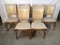 (6) Chairs - wood frame - beige vinyl back & seat