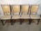 (4) Chairs - wood frame - beige vinyl back & seat