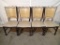 (4) Chairs - wood frame - beige vinyl back & seat