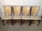 (4) Chairs - wood frame - beige vinyl back & seat