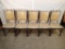 (5) Chairs - wood frame - beige vinyl back & seat