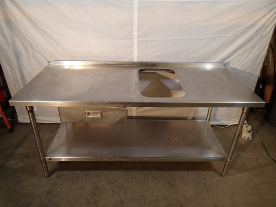 Stainless worktable w/14in x 24 1/2in cut-out - 72in L x 30in D