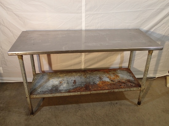 Stainless worktable - 60in L x 24in D - galvanized base