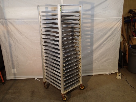 Cres-Cor 20-tier pan transfer cart w/(20) full size pans
