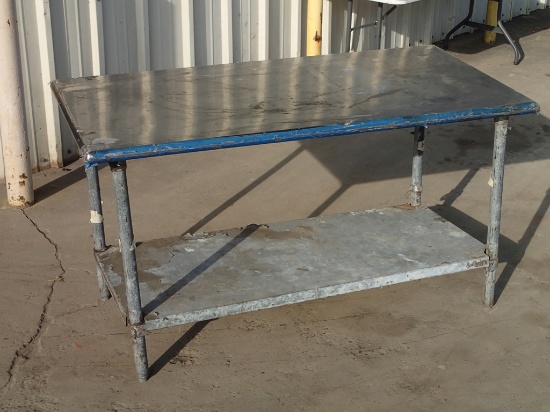 Work table - 60in x 30in stainless top - galvanized base