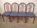 (4) Chairs - metal frame - blue vinyl seat