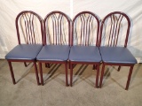 (4) Chairs - metal frame - blue vinyl seat