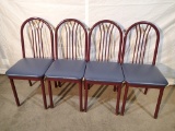 (4) Chairs - metal frame - blue vinyl seat