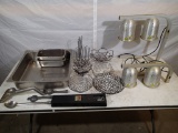 Lot of misc. - (2) heat lamps - wire baskets - (4) paper towel stands