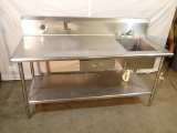 Stainless worktable w/single well sink - 72in L x 28in D
