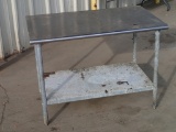 Work table - 48in x 30in stainless top - galvanized base