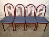 (4) Chairs - metal frame - blue vinyl seat