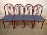 (4) Chairs - metal frame - blue vinyl seat