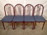 (4) Chairs - metal frame - blue vinyl seat