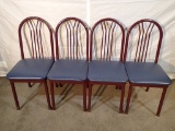 (4) Chairs - metal frame - blue vinyl seat