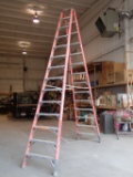 Green Bull 14ft double sided fiberglass step ladder