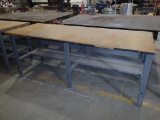 Work Table - metal frame - 96in x 36in wood top - 37in H