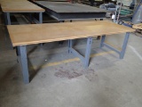 Work Table - metal frame - 96in x 36in wood top - 30in H