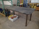 Steel work table - 96in L x 48in D x 3/8in thick top - 40in H