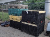 (3) Collapsible pallets and (3) crates