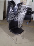 (20) Stacking chairs - black plastic seat w/metal frame - w/cart