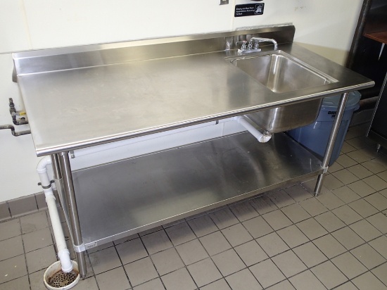 Work table with sink - 72in x 29in stainless top w/stainless undershelf