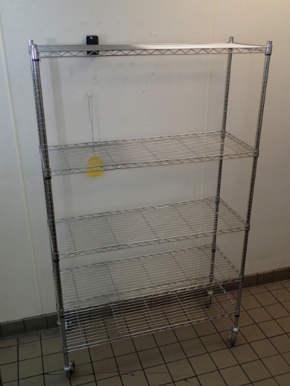 4-tier wire shelving unit on casters - 48in W x 18in D x 79in H