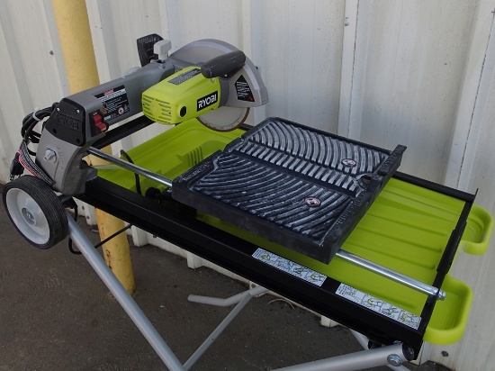 Ryobi WS750L tile saw w/built-in laser guide - on folding stand