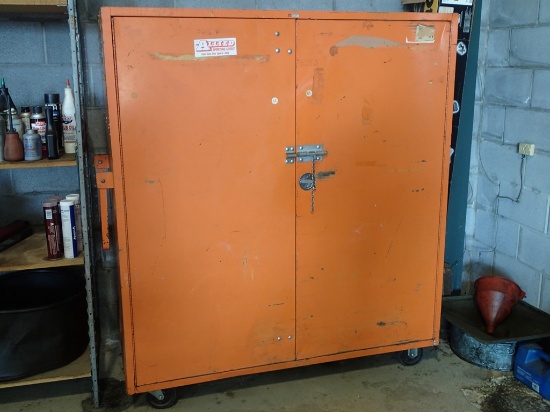 2-door metal storage cabinet on casters - 57in W x 28in D x 65in H