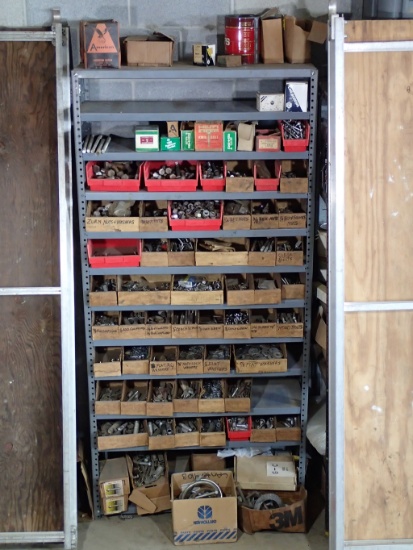 Various hardware - nuts - bolts - washers - etc. - includes shelving