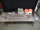 Fishing gear - (9) rod & reel combos - (2) tackle boxes -