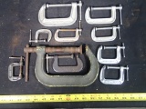 (10) various C-clamps - up to 4in
