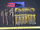 Nut driver set - (3) pipe wrenches - (1) 8in bolt cutter