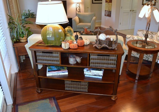 Eddie Bauer Hunts Point Woven Leather Basket Sofa Table