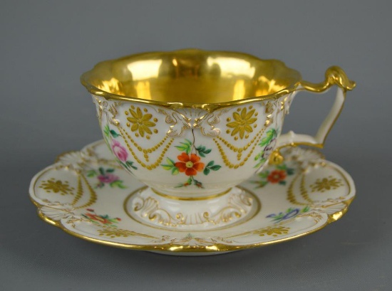 Antique 18th Century (1790) French Jacob Petit Porcelain Cup & Saucer