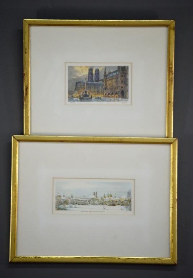 Pair of Small Prints of Munchen (Munich) Germany
