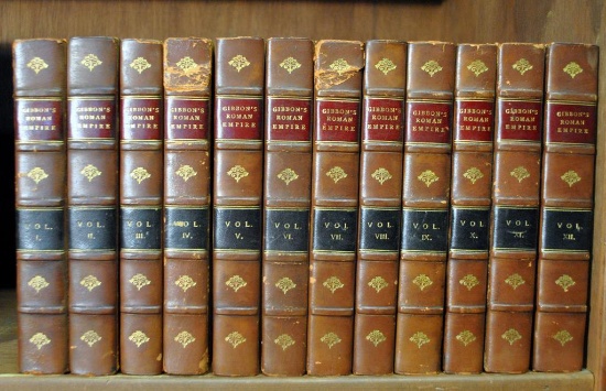 Antiquarian (1820) Book Set of 12 Vols.: Gibbon's Decline & Fall of Roman Empire, New Ed., Leather C