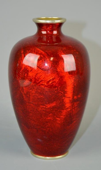 Antique Chinese Cloisonne Red Dragon Vase, 6.5 In. H
