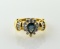Ladies Size 6 Ring: 14K Yellow Gold, Blue Topaz Pear Solitaire, Diamonds