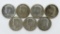 Lot of 7 US 1964 Kennedy Silver Half Dollars; Condition As Shown