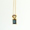 14K Yellow Gold 18 Inch Necklace w/ Dark Blue Green Emerald Cut Stone &, Small Tanzanite Pendant