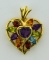 10K Yellow Gold & Gemstone 1 Inch Heart Pendant ( Amethyst, Citrine, Garnet, Blue Spinel, Iolite)