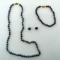 Black Iridescent Freshwater Pearl Parure: 18 In. Necklace, 7.25 In. Bracelet, Earrings; 14K Clasp