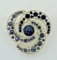 Vintage Blue and Silver 1½ Inch Glass Stone Pin