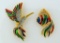 Two Vintage Enamel And Pave Set Rhinestone Pins: 2 Inch Fish & 2.75 Inch Hummingbird