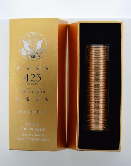 Ballistic Roll of Fifty 2008 US Andrew Jackson Dollars, Uncirculated