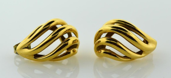14K Yellow Gold 1 Inch Earrings, 1.2 DWT