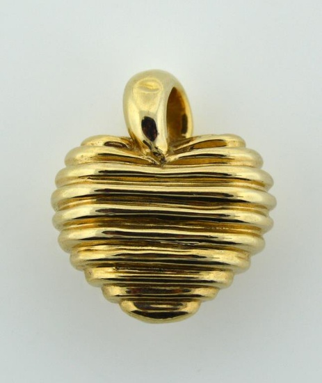 14K Yellow Gold ¾ Inch Heart Pendant, 0.7 DWT