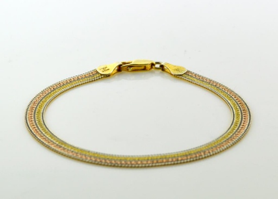 Ladies Sterling Silver Gold Vermeil 7 Inch Bracelet